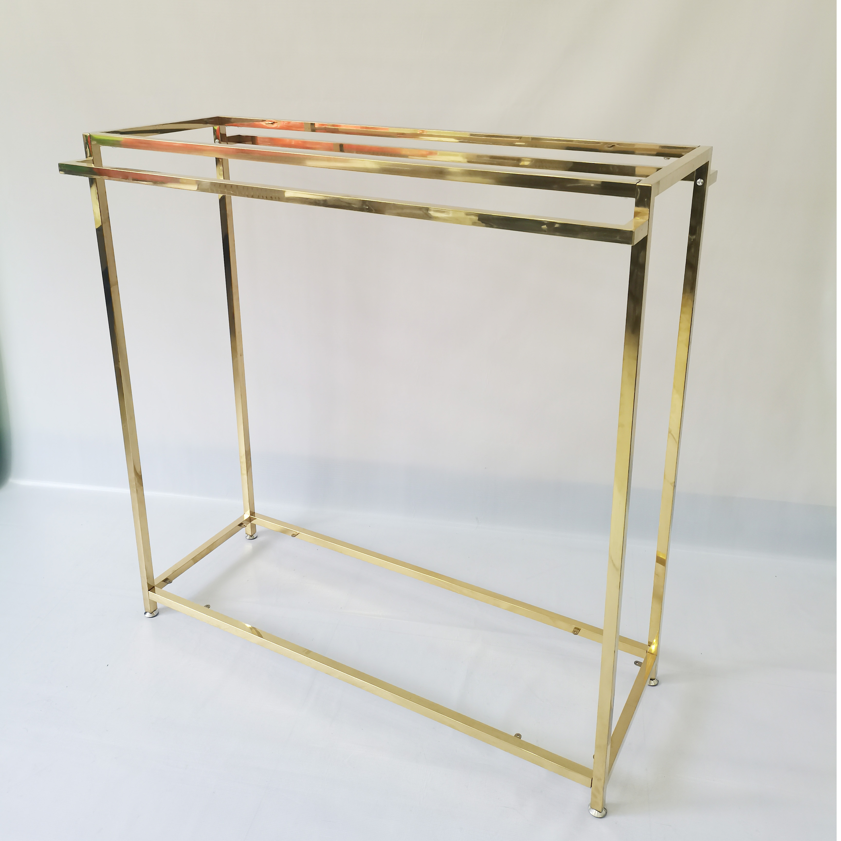 Stainless Steel Golden Clothes Display Rack Double sided Durable Garment Rack for Clothing Store