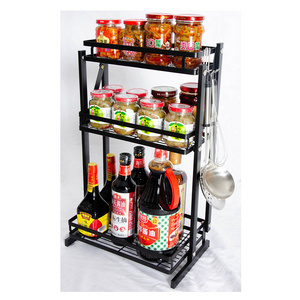 3-Tier Kitchen Countertop Foldable Spice Rack Stainless Steel Collapsible Organizer  Counter Storage Shelf Black