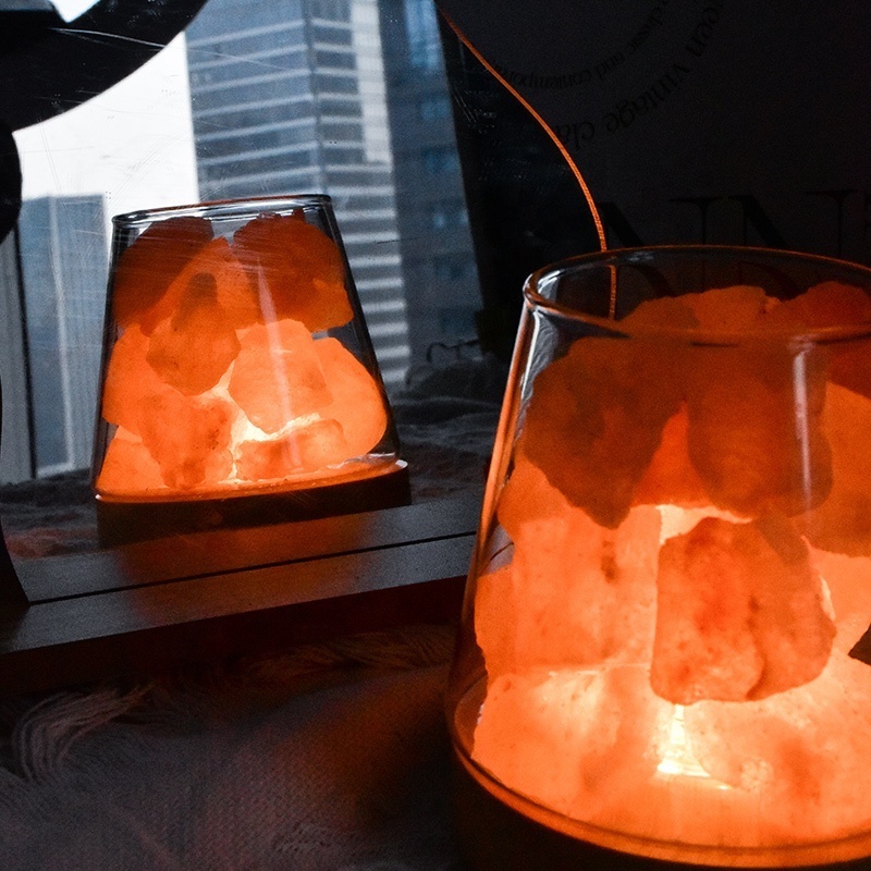 100% Authentic Hand-Carved Modern Natural Pink Crystal Himalayan Rock Salt Lamp