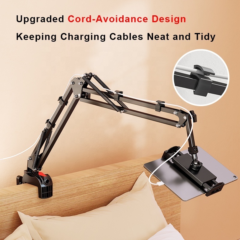 One Press Adjust Lazy Stand Mobile Phone Holder Folding Long Arm Bed Desk Tablet PC Stands