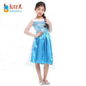 Hot sale quality girl frozen princess elsa sleeveless fancy dress carnival party elsa cosplay costumes TV&Movie in stock