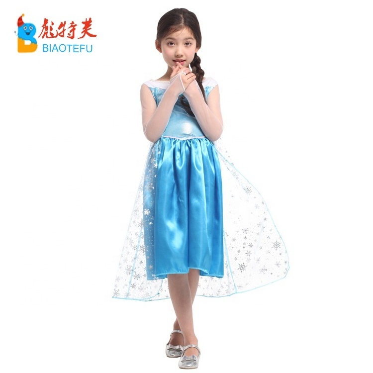 Hot sale quality girl frozen princess elsa sleeveless fancy dress carnival party elsa cosplay costumes TV&Movie in stock