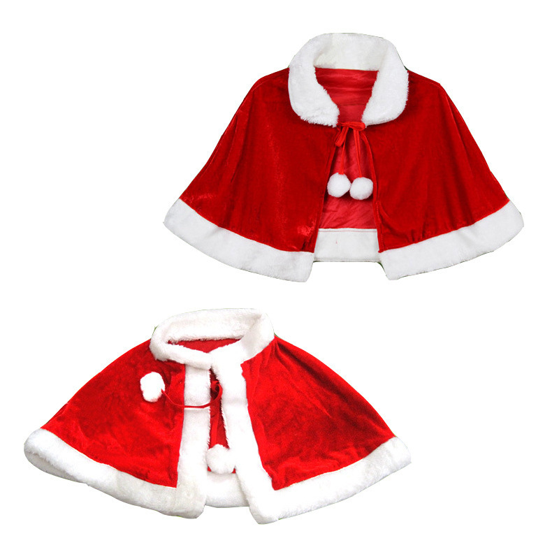 Factory directory kid velvet red Christmas cape baby kids Santa claus costume