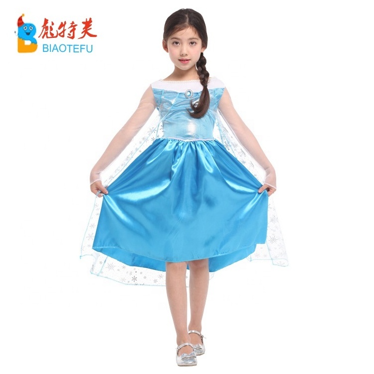 Hot sale quality girl frozen princess elsa sleeveless fancy dress carnival party elsa cosplay costumes TV&Movie in stock