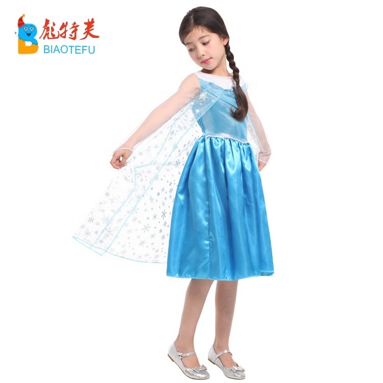 Hot sale quality girl frozen princess elsa sleeveless fancy dress carnival party elsa cosplay costumes TV&Movie in stock