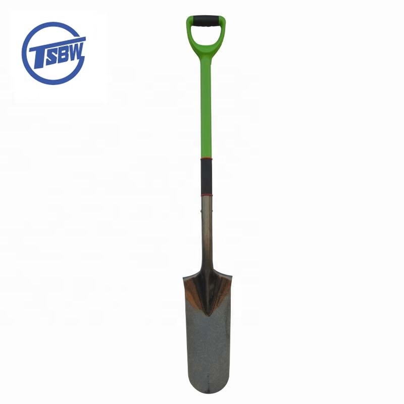 Factory Wholesale fiberglass handle Carbon Steel Metal Spade Garden Farming trenching Shovel