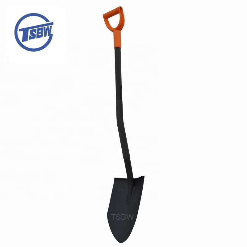 European type carbon steel after sharpen edge garden farming digging bent handle metal spade shovel