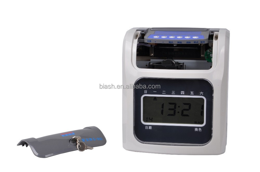 biometric date time stamp attendance machine with free time card S-960