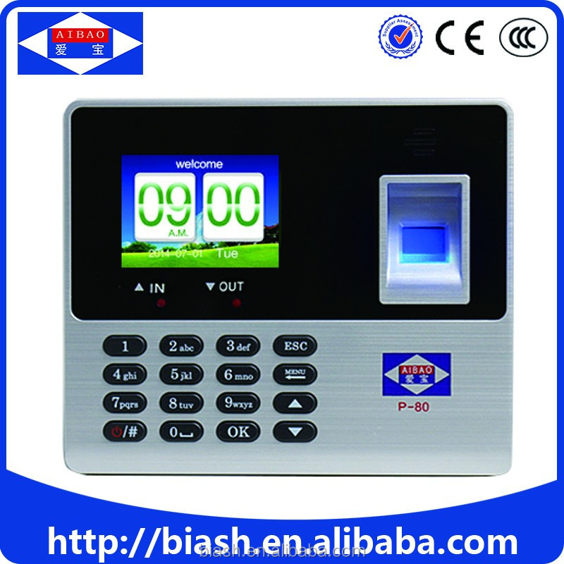 Aibao USB recording fingerprint attendance time recorder device/finger screen machine P-80