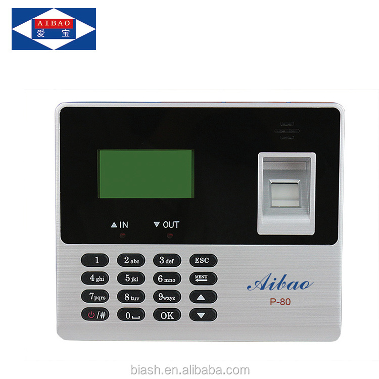 Aibao USB recording fingerprint attendance time recorder device/finger screen machine P-80