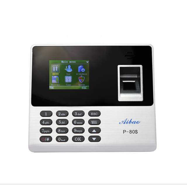 Aibao USB recording fingerprint attendance time recorder device/finger screen machine P-80