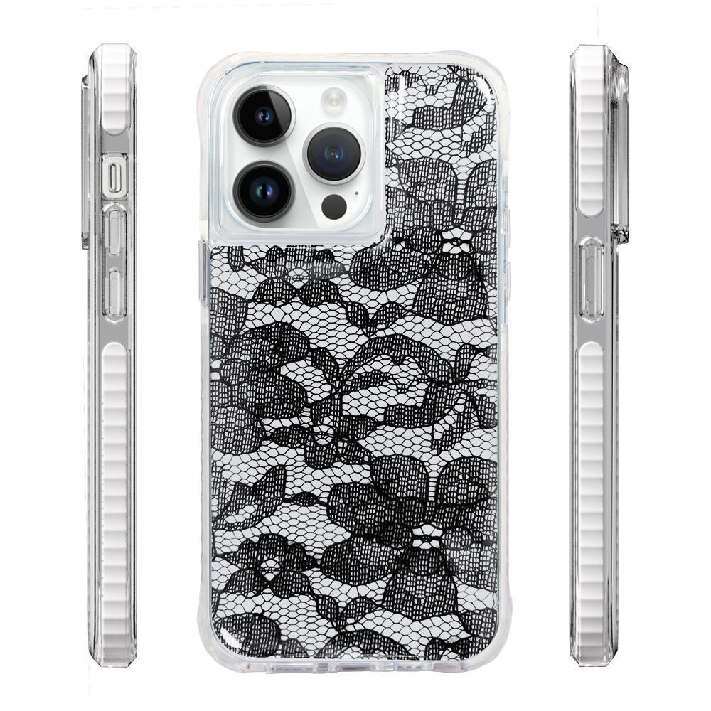 Fasion Lady Shockproof PC TPU TPE 3 in 1 Fabric Lace Trendy Sexy Cell Phone Case for Iphone 15 14 pro max