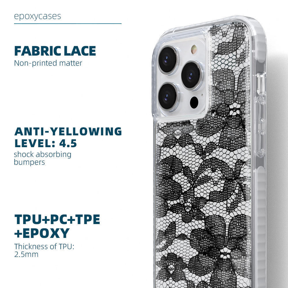 Fasion Lady Shockproof PC TPU TPE 3 in 1 Fabric Lace Trendy Sexy Cell Phone Case for Iphone 15 14 pro max