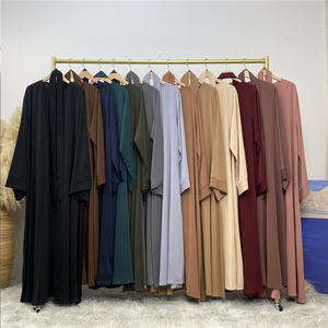 Wholesale Middle East Dubai Clothing Turkey EID Robe Solid Color Ramanda Open Polyester Chiffon Abaya Women Muslim Dress