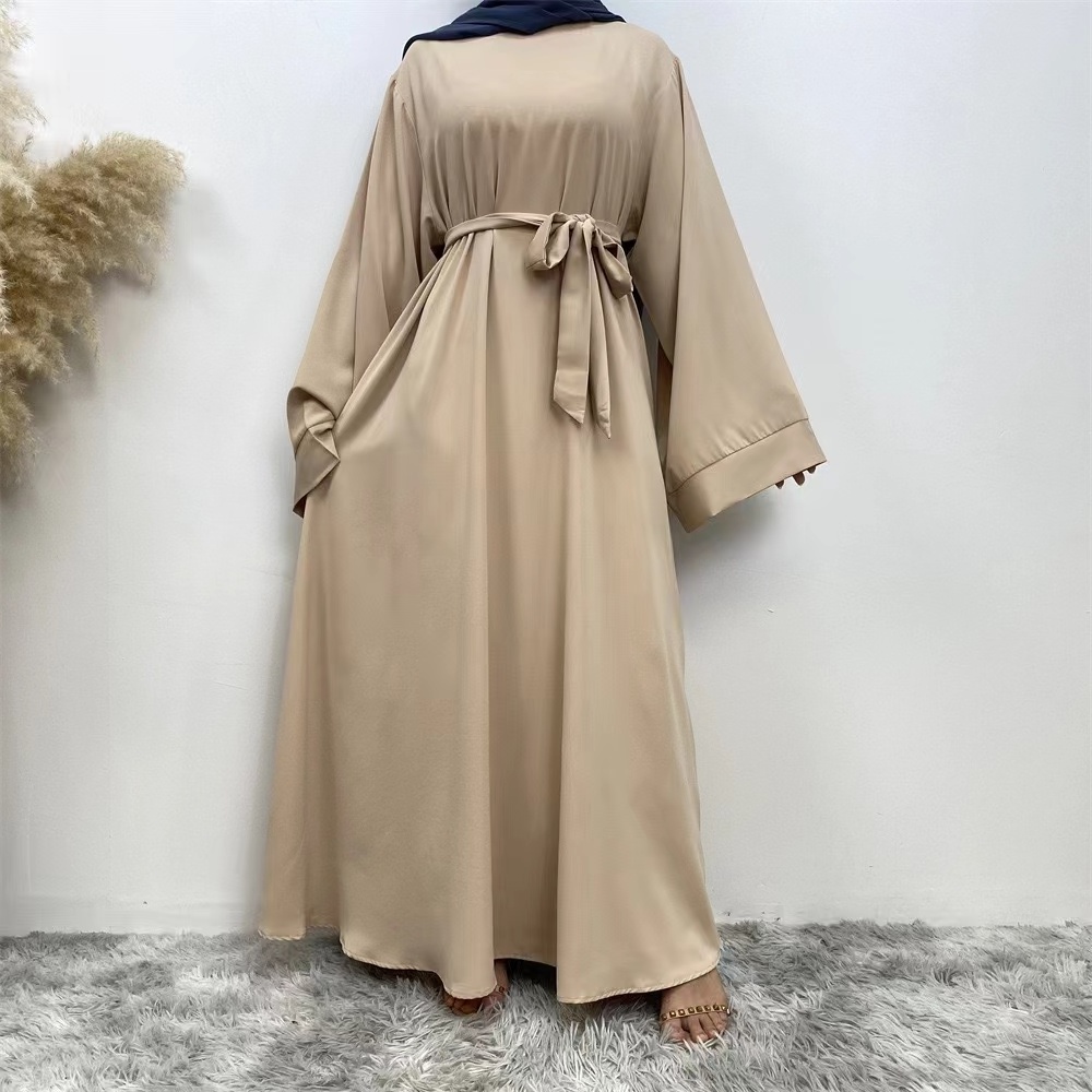 Wholesale Middle East Dubai Clothing Turkey EID Robe Solid Color Ramanda Open Polyester Chiffon Abaya Women Muslim Dress