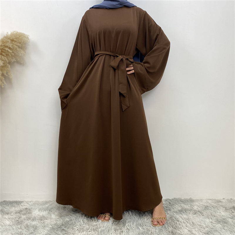 Wholesale Middle East Dubai Clothing Turkey EID Robe Solid Color Ramanda Open Polyester Chiffon Abaya Women Muslim Dress