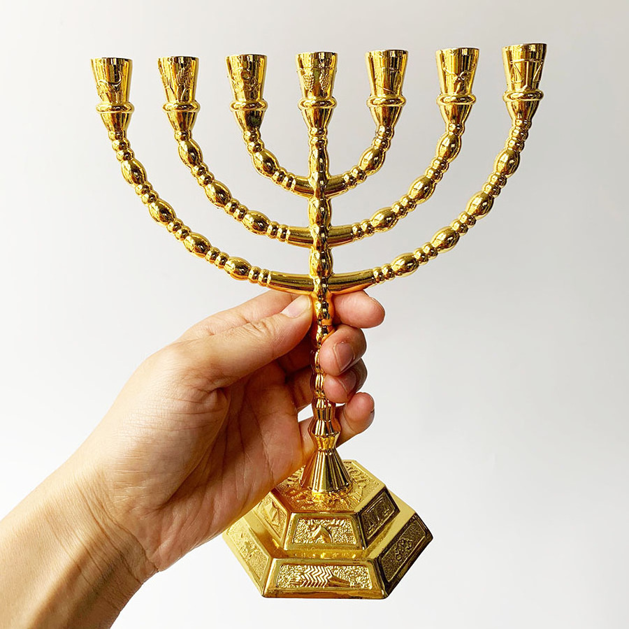 3 Sizes Jewish Gold Silver Menorah Candle-holders Religions Candelabra Hanukkah Candlesticks 7 Branch Brazo Candle Holder