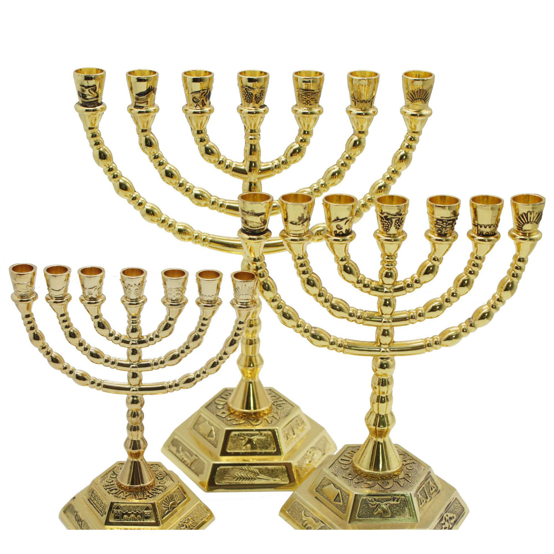 3 Sizes Jewish Gold Silver Menorah Candle-holders Religions Candelabra Hanukkah Candlesticks 7 Branch Brazo Candle Holder