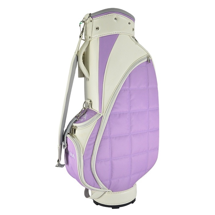 OEM Custom LOGO Nylon PU Leather Tour Cart Bag Pink Purple Stand Golf Bags For Ladies