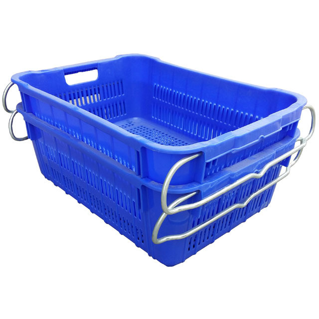 640*430*305mm tomato storage plastic crate with Metal Handle For Heavy Use