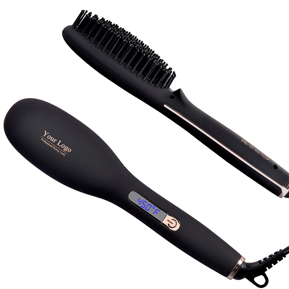 Bidisco 450F Ionic Hair Brush Hair Straightening Brush Fast Ceramic Hair Straightener Brush