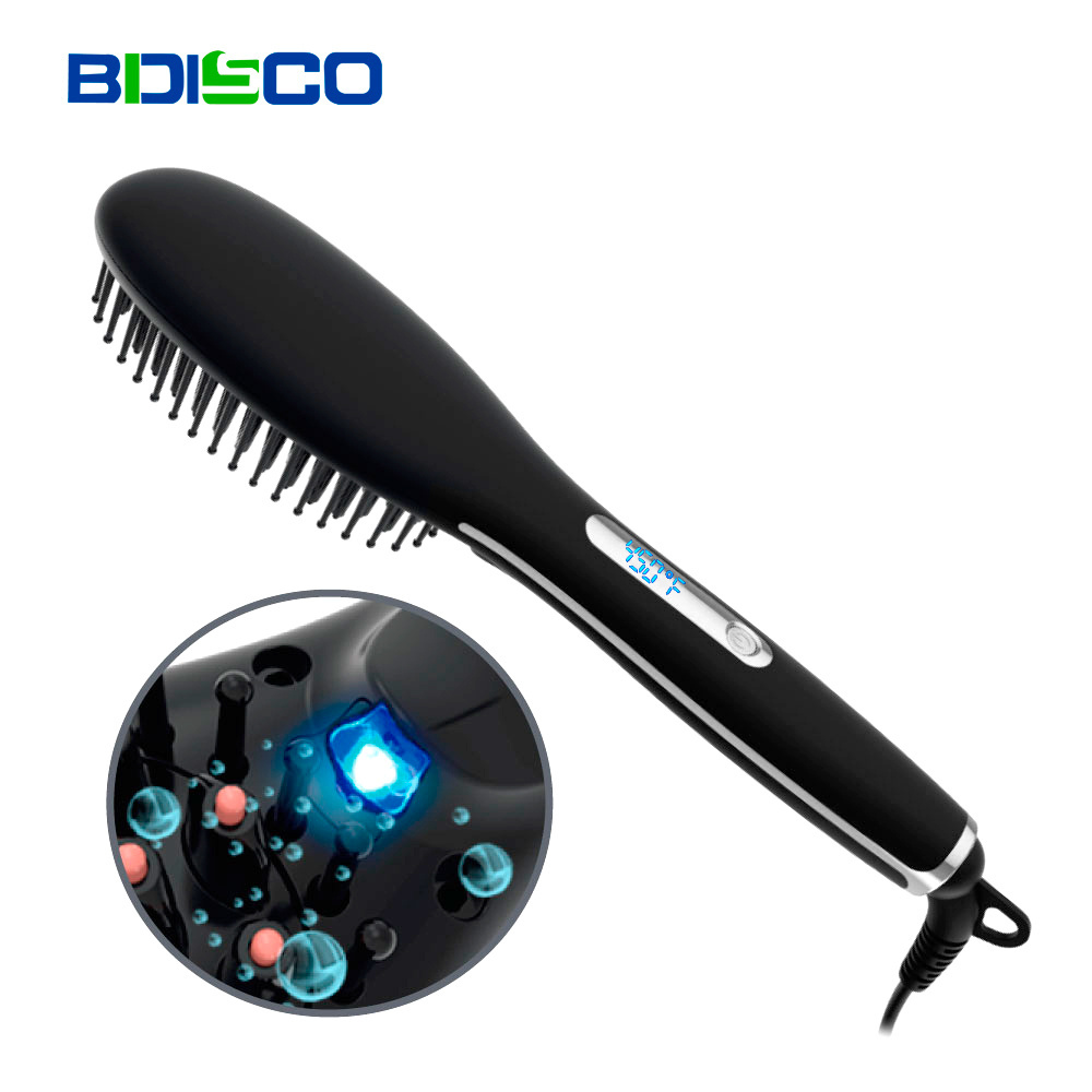 Bidisco 450F Ionic Hair Brush Hair Straightening Brush Fast Ceramic Hair Straightener Brush