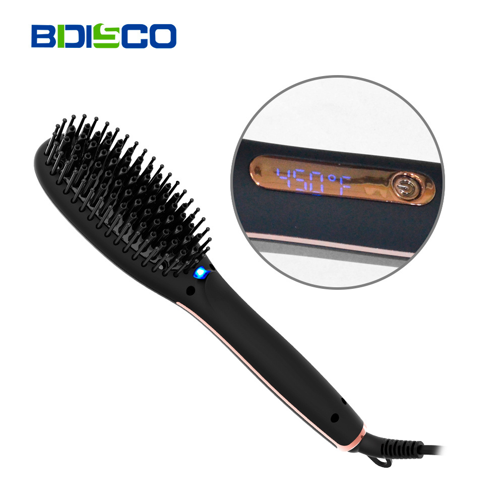 Bidisco 450F Ionic Hair Brush Hair Straightening Brush Fast Ceramic Hair Straightener Brush