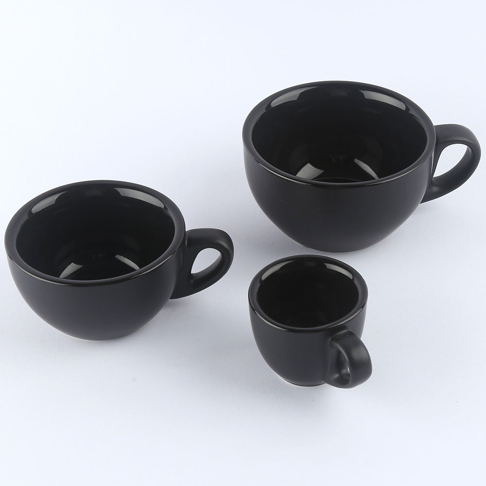 Matte Black Ceramic Porcelain Espresso Cappuccino Cup and Saucer Set