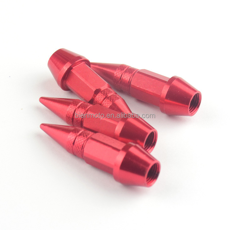 4pcs 45mm other auto parts Car Metal Tire Stem Spike motorcycle Valve Cap Bullet Style tyre bike Tire Valve Stems For Universal