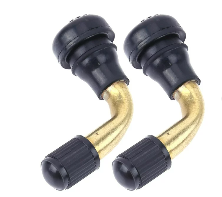 Tire Valve Stem Bent 90 Degree Angled Snap-in Rubber Base Brass Stem For Tubeless Tires Nipple Motorcycle Scooter ATV