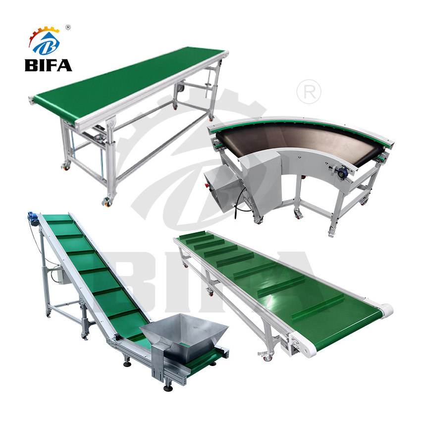 Bifa OEM PVC Stainless Steel Belt Conveyor Automatic Motorized Feeder Conveyor with Guardrail