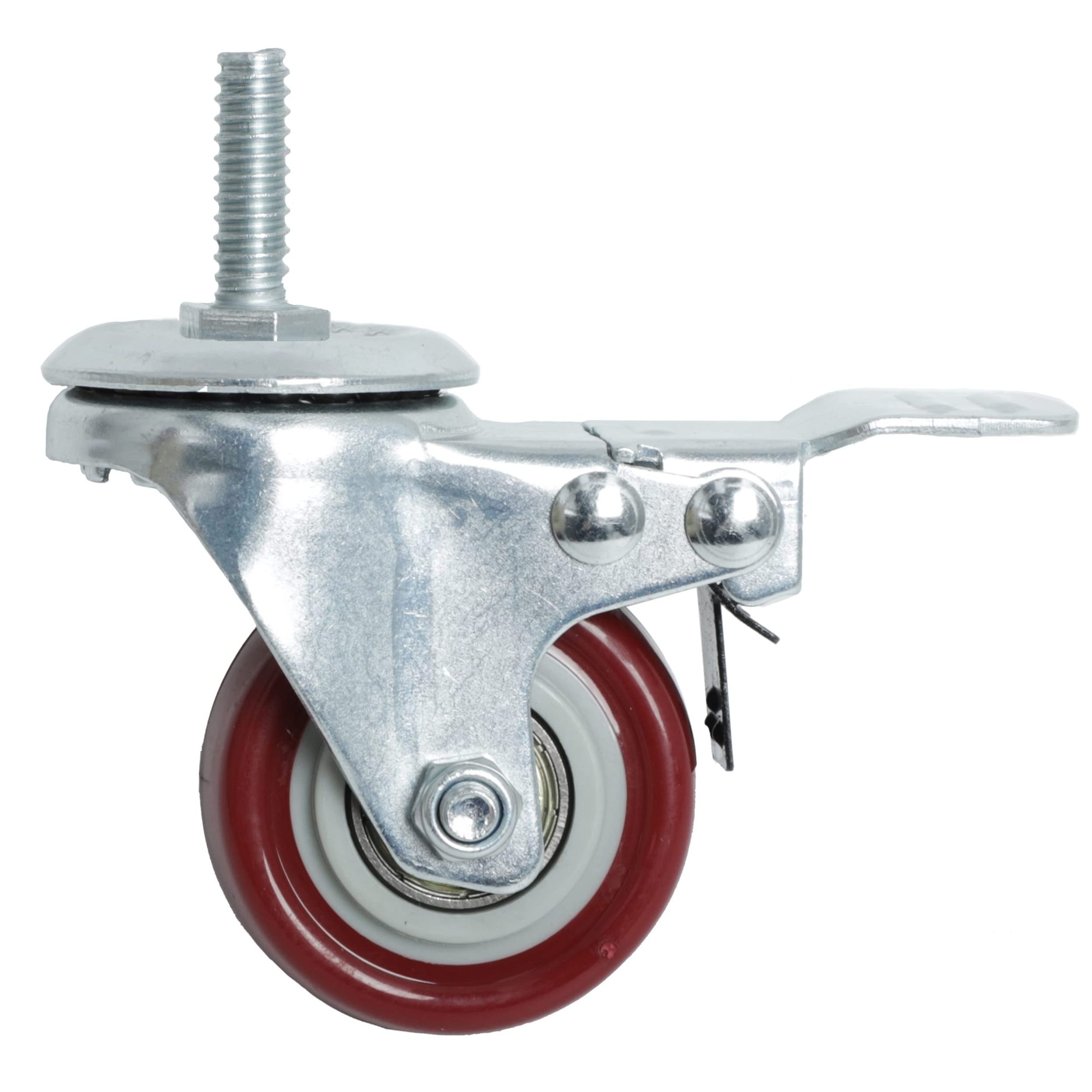 Bifa 3 4 5 Swivel Caster Wheels 300lbs with Top Plate Bearing Heavy Duty On Red Polyurethane Wheels