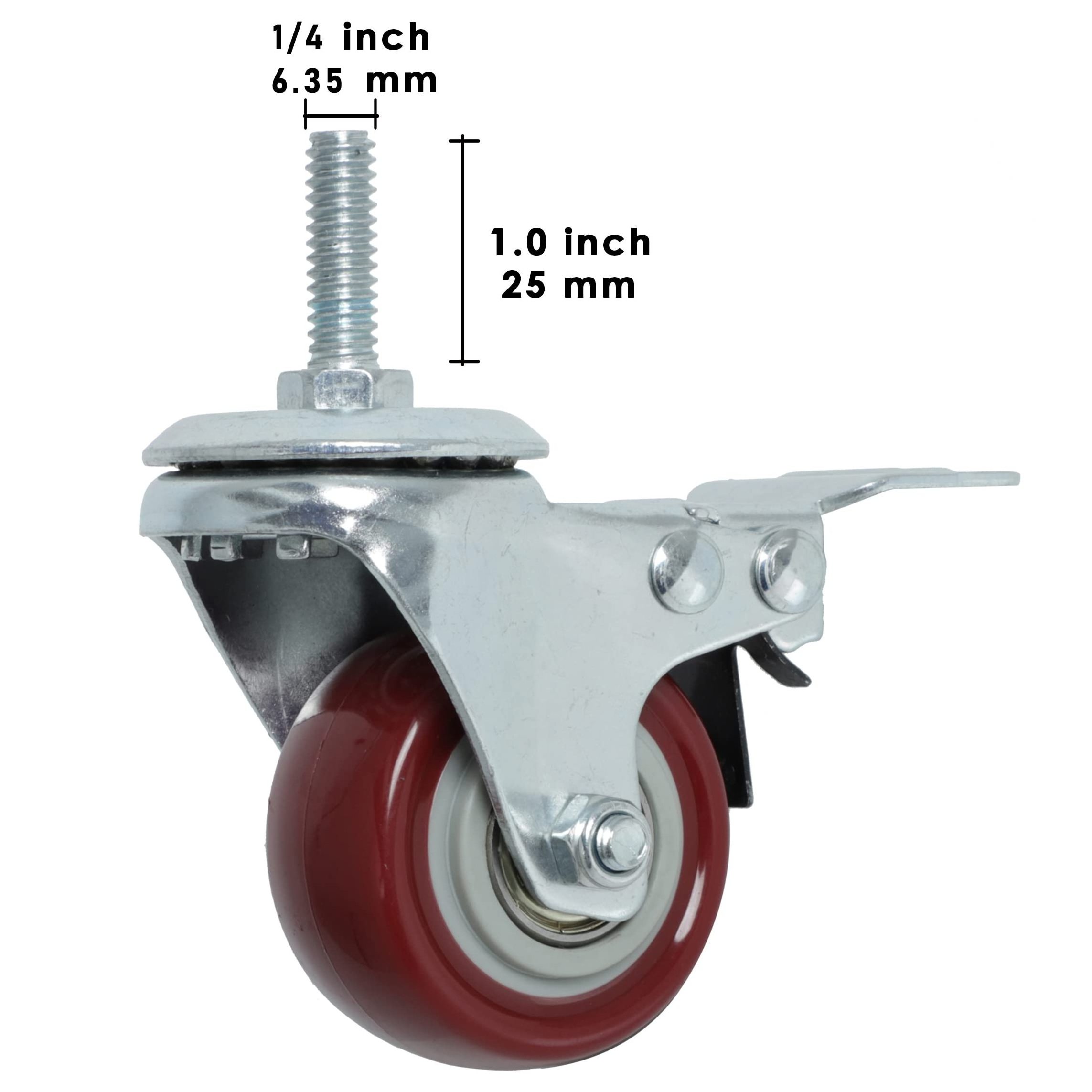 Bifa 3 4 5 Swivel Caster Wheels 300lbs with Top Plate Bearing Heavy Duty On Red Polyurethane Wheels