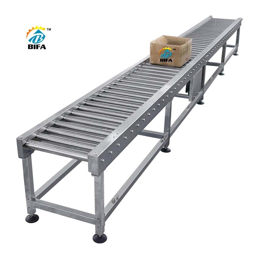 Bifa Motorized Industrial Steel Roller Conveyor for Carton Packages Pallets Roller Bed Table Conveyor