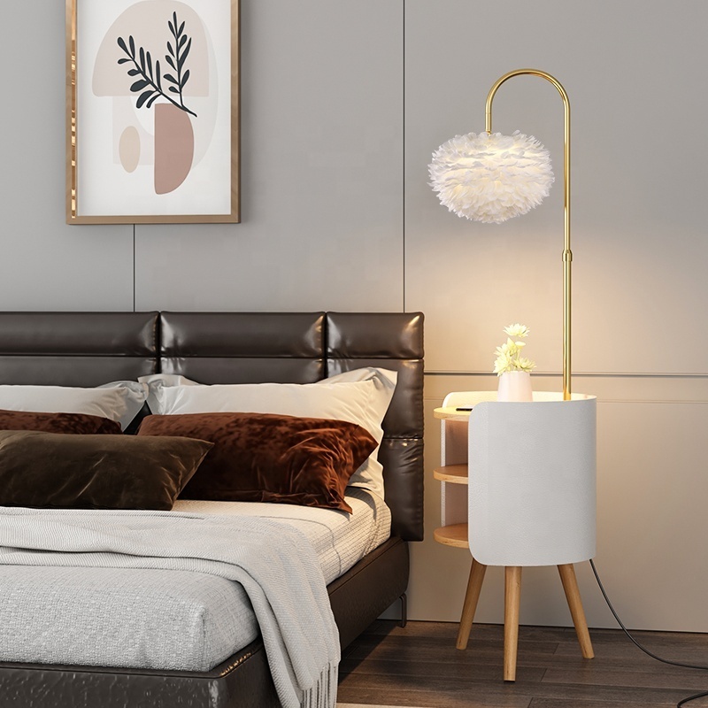 New Designed Hotel Modern Warm Lighting floor lamp with shelves, modern square standing lamp