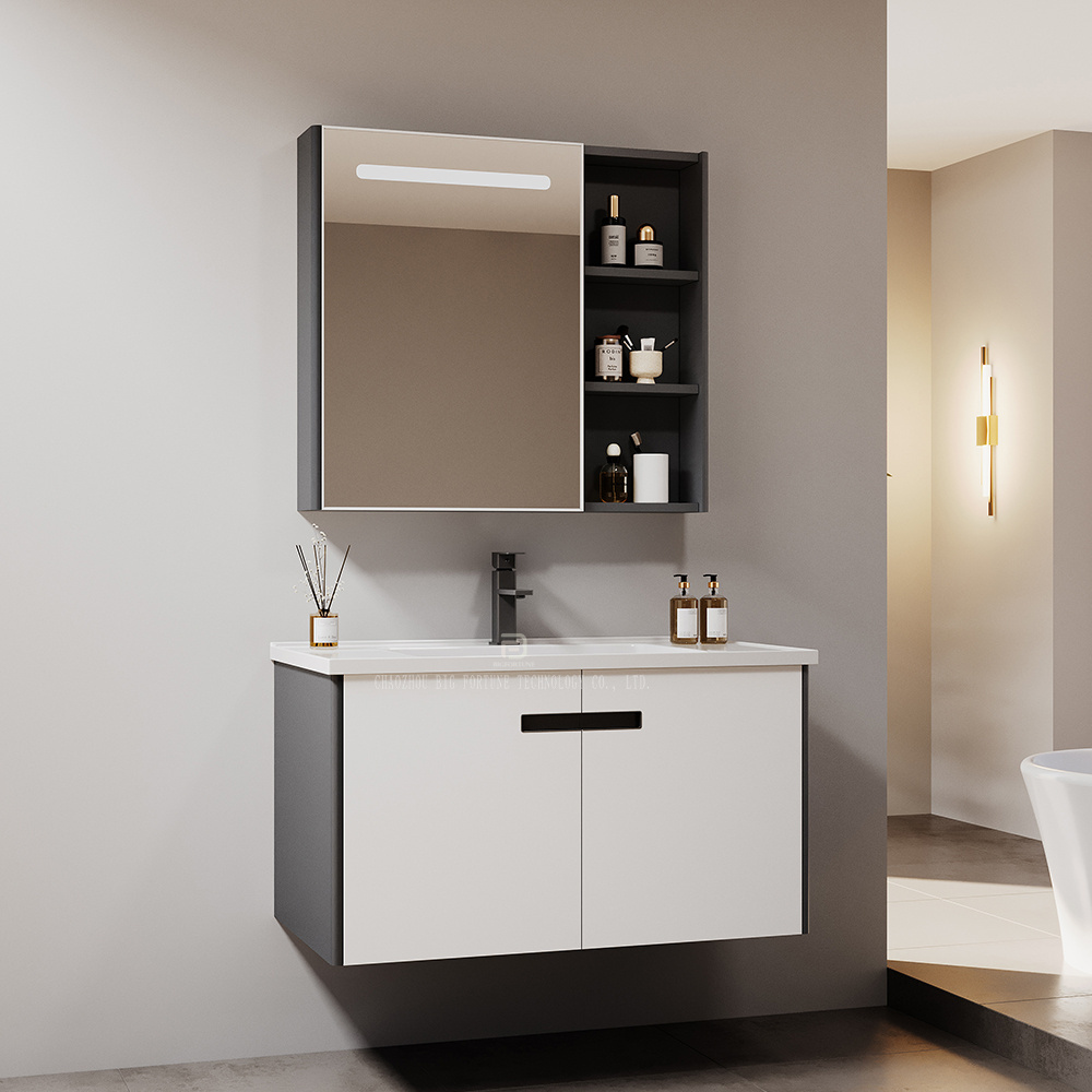 High end furniture stainless steel wall bathroom cabinets sanitary ware bathroom vanity with ceramic sink