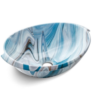 Blue Onyx Stone Sink Bowl Bathroom Vanity Ceramic Wash Basin Art