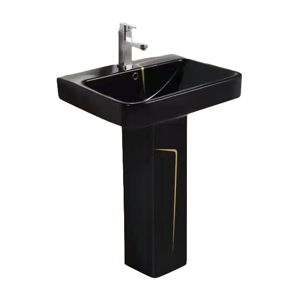 Modern style luxury wall hung basin pedestal sink one piece black toilet bowl bathroom ceramic toilet set