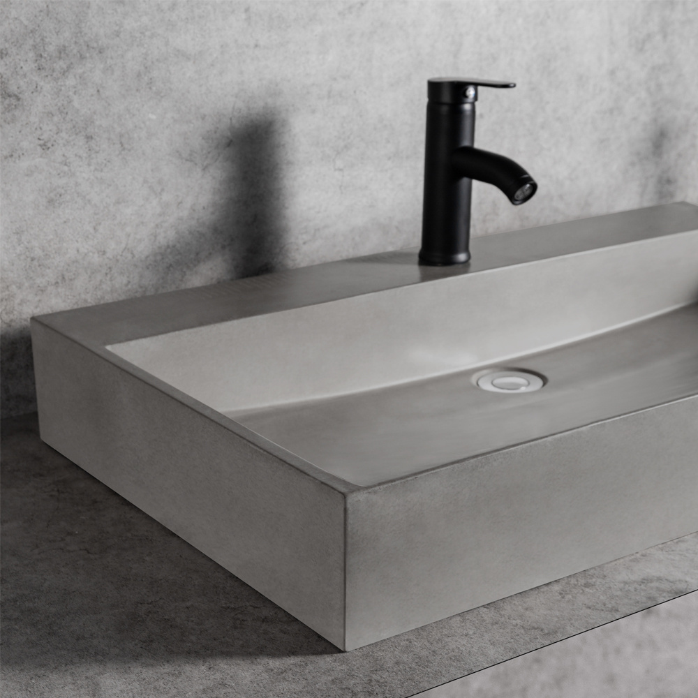 Handmade cement wash basin durable countertop bathroom sink rectangle concrete sink basin