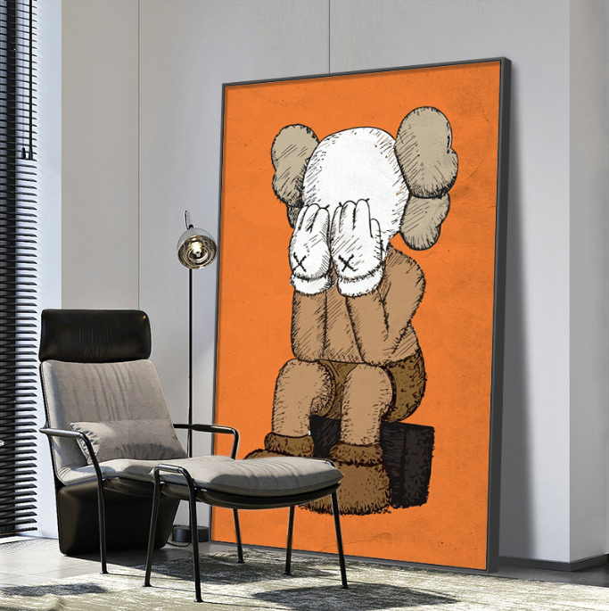 BIGIMAGE Custom Oversized trendy art prints famous IP pop Kaws Wall Art Canvas Painting  Kids Room Bedroom Home Decoration