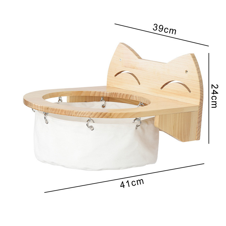 Wooden cat rack wall mounted curved hammock jumping platform round cat wall shelves cat climb frame toy