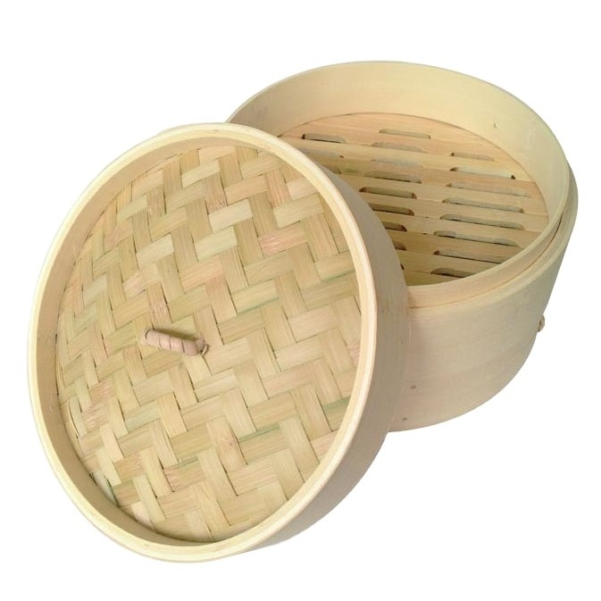 wholesale chinese 2 tier mini bamboo steamer basket with cover 10inch for household or breakfast shop  bamboo steamer