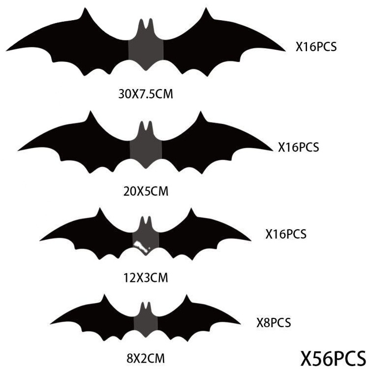 Christmas decoration supplies  Black PVC Scary Bats Decal Wall Sticker Party Accessories Home Window Sticker Decoration Set