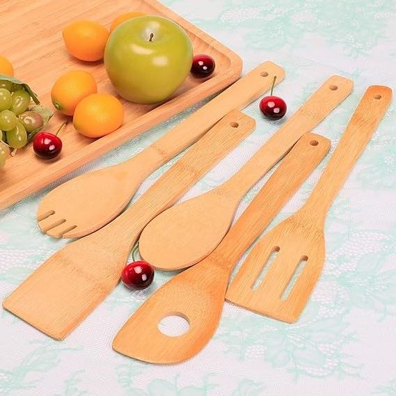 Wholesale Bamboo Kitchen Utensils Set Stir-Fry Spatula Non-Stick Cookware Apartment Essential Wooden Cooking Spoon