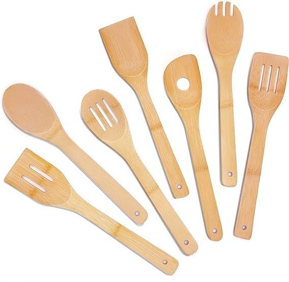 Wholesale Bamboo Kitchen Utensils Set Stir-Fry Spatula Non-Stick Cookware Apartment Essential Wooden Cooking Spoon