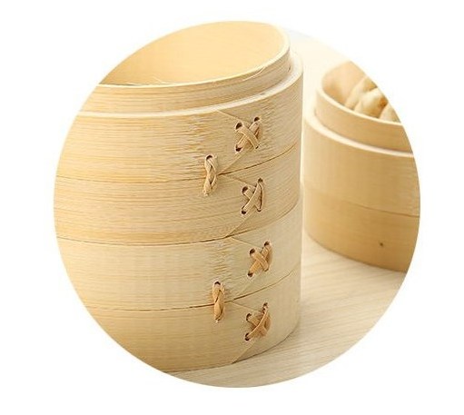 wholesale chinese 2 tier mini bamboo steamer basket with cover 10inch for household or breakfast shop  bamboo steamer