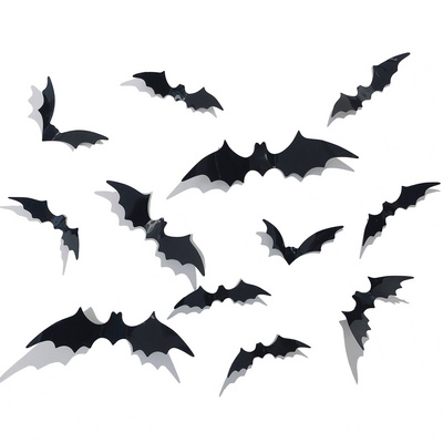 Christmas decoration supplies  Black PVC Scary Bats Decal Wall Sticker Party Accessories Home Window Sticker Decoration Set