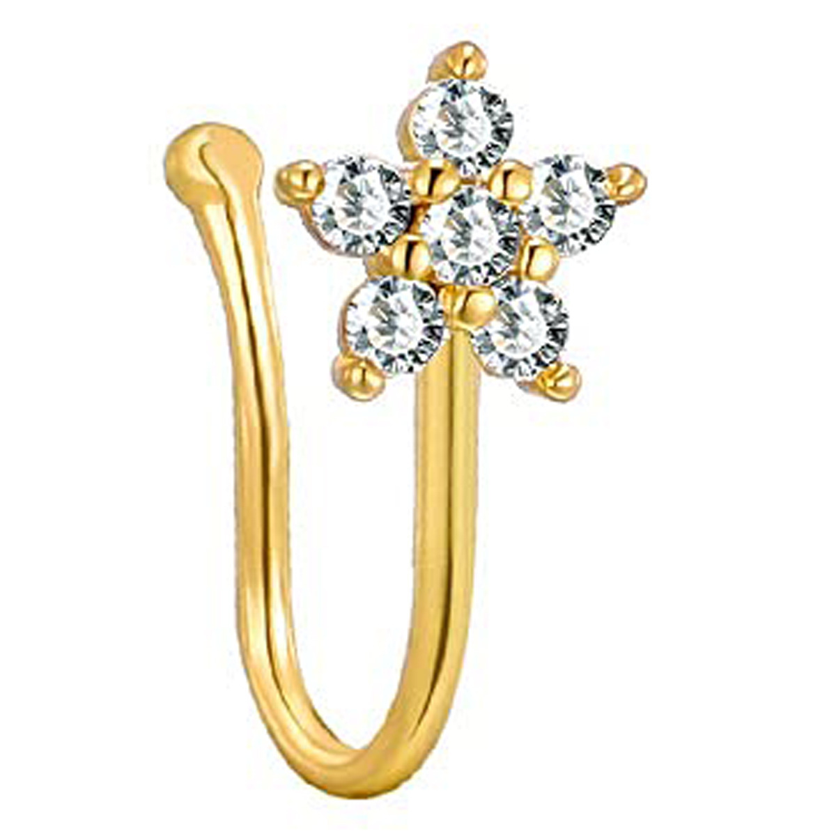 Hot Sale 18K Gold Plated Rhinestone Heart Clip On Nose Cuff Non Piercing Butterfly Cross Evil Eyes Nose Rings