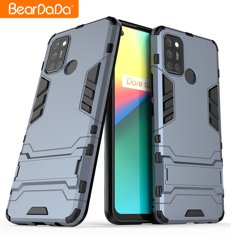 Beardada 2 in 1 360 full casing for oppo realme 7i Anti Shock TPU PC case for realme 7i realme c17 back cover oppo black