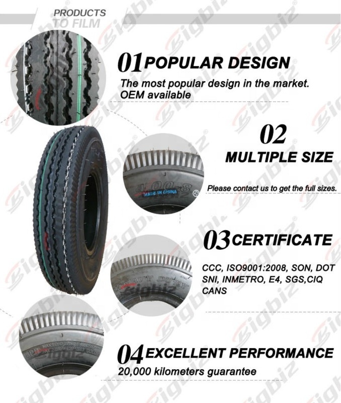 E-mark Certification Mototaxi Tire factory Export to Egypt 4.00-8 bajaj Tyres